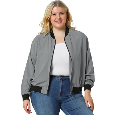 women's plus size black bomber jacket