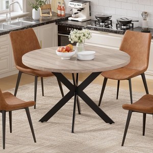 PAKASEPT 47.2" Mid-century Round Dining Table with Cross Leg, Modern Kitchen Table for 1-4 People - 1 of 4