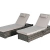 Outdoor Patio Lounge Set, Tanning Lounges with Adjustable Backrest and Cushions, Patio Pool Chairs Tanning Lounges with Storage-Coolbibila - 4 of 4
