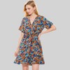 Anna-Kaci Women's Floral Print V-Neck Dress with Waist Tie and Flared Hem - 2 of 4