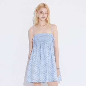 Women's Smocking Mini Babydoll Dress - Wild Fable Blue Polka Dots XL :  Target