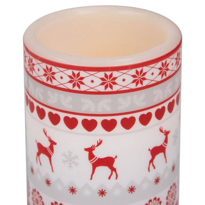 Northlight Set of 3 Nordic Reindeer Flameless Flickering LED Christmas Wax Pillar Candles 6", 5 of 8
