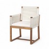 Patio Accent Chair Set Of 2,Modern Arm Chair With Rope Design Back And Acacia Wood Legs,Outdoor Furniture -Maison Boucle - 4 of 4