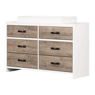 Hankel Changing Table - Pure White and Weathered Oak - South Shore