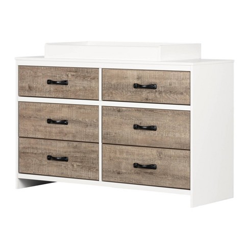 Hankel Changing Table Pure White And Weathered Oak South Shore