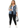 Agnes Orinda Women's Plus Size Layered Drawstring Hoodie Denim Jean Jackets - 3 of 4