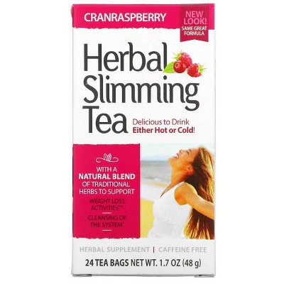 21st Century, Herbal Slimming Tea, Cranraspberry, Caffeine Free, 24 Tea Bags, 1.7 oz (48 g)
