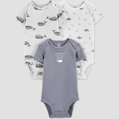 Baby Boys' 3pk Sea Creatures Bodysuit - Just One You® made by carter's White/Gray 9M