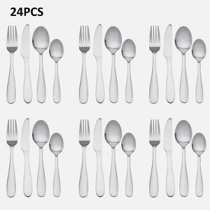 DOMETOUR 24-Piece Stainless Steel Flatware Set Service for 6 People Silver - 1 of 4