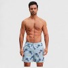 Anna-Kaci Men's Drawstring Elastic Waist Swim Trunks with Palm Tree Print and Mesh Lining - 2 of 4