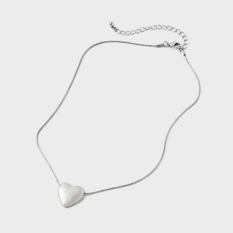 Slider Puffy Heart Necklace - Universal Thread&#8482; Silver, 3 of 5