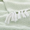 Americanflat Zaina Throw Blanket in Seafoam and White Herringbone - 100% Cotton with Fringe - 50" x 60" - 3 of 4