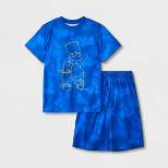 Boys' The Simpsons 2pc Short Sleeve Top and Shorts Pajama Set - Blue