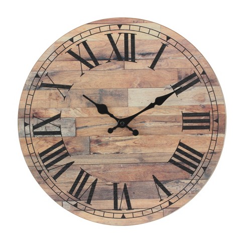 14 Roman Numeral Wooden Wall Clock Brown Stonebriar Collection Target