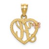 Black Bow Jewelry 14k Two Tone Gold Grace Collection 15mm Heart Initial H Pendant - 3 of 4