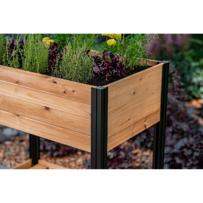 Mezza 42" Cedar Raised Herb Garden Bed with Black Aluminum Posts