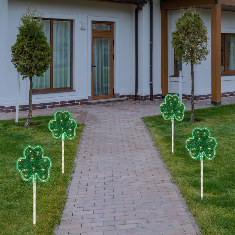 Northlight 4ct Green Shamrock St Patrick's Day Pathway Marker Lawn Stakes, Clear Lights, 2 of 4