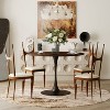 42.13" Modern Round Dining Table with Criss Cross Leg,Four Patchwork Tabletops with  Solid Wood Veneer Table Top,Metal Base Dining Table-Maison Boucle - 2 of 4
