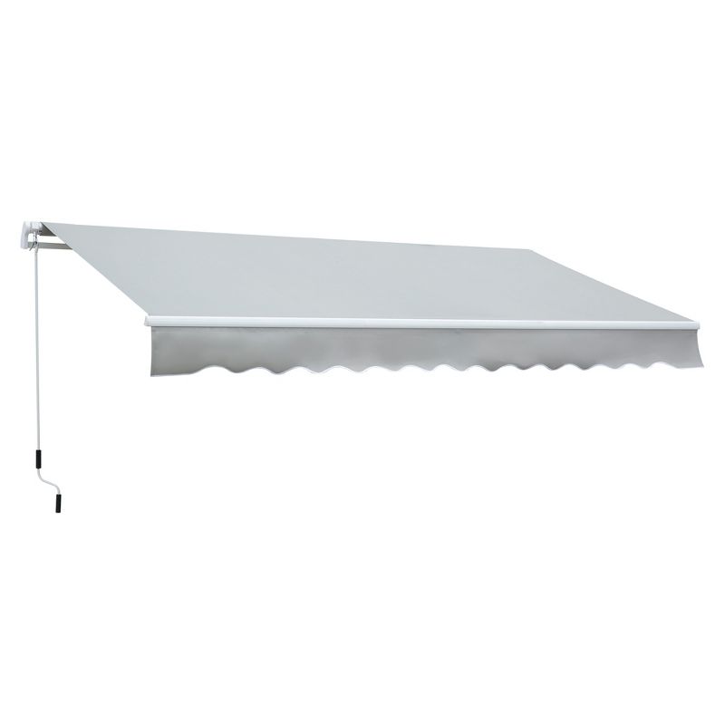 Outsunny 12' x 8' Patio Awning Canopy Retractable Sun Shade Shelter with Manual Crank Handle for Patio, Deck, Yard, Light Gray, 4 of 9