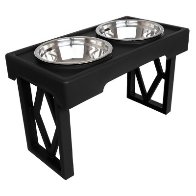 PawHut Elevated Dog Bowls Stand Raised Pet Feeder with 2 Stainless Steel