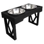 Elevated Dog Bowls Stand - Adjusts to 3 Heights for Small, Medium, and Large Pets - Stainless-Steel Dog Bowls Hold 34oz Each by PETMAKER (Black)