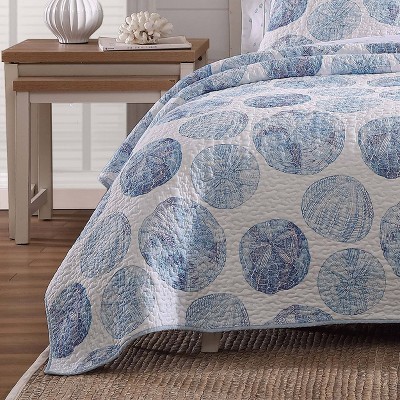 Seaside Serenity Blue Cotton Full/Queen Reversible Quilt Set