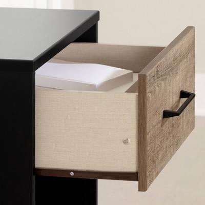 Arlen Weathered Oak and Matte Black 1-Drawer Nightstand