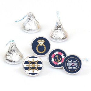 Big Dot of Happiness Last Sail Before the Veil - Nautical Bachelorette Party Round Candy Sticker Favors - Labels Fits Chocolate Candy (1 Sheet of 108) - 1 of 4