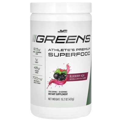 JYM Supplement Science Greens, Athlete's Premium Superfood, Blueberry Acai, 15.2 oz (432 g)
