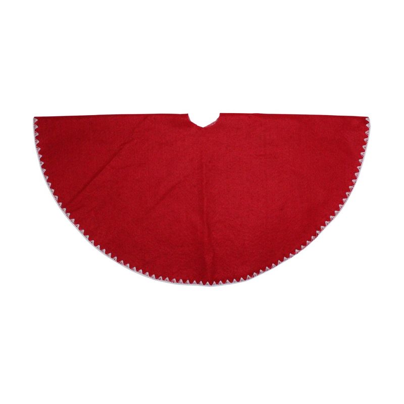 Northlight 26" Red with White Shell Stitching Mini Christmas Tree Skirt, 1 of 4