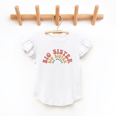 The Juniper Shop Big Sister Stacked Curved Toddler Flutter Sleeve Tee