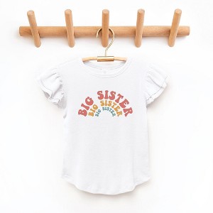 The Juniper Shop Big Sister Stacked Curved Toddler Flutter Sleeve Tee - 1 of 2