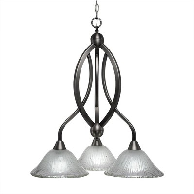 Toltec Lighting Bow 3 - Light Chandelier in  Brushed Nickel with 10" Frosted Crystal  Shade