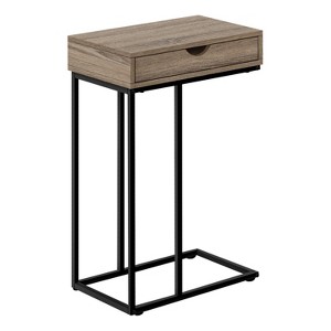 Monarch Specialties Accent Table, C-shaped, End, Side, Snack, Storage Drawer, Living Room, Bedroom, Brown Laminate, Black Metal, Contemporary, Modern - 1 of 4