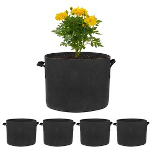 Unique Bargains Thickened Fabric Durable Handles Multipurpose Good Drainage Plant Grow Bags 5 Pcs - 1 of 4