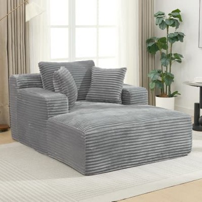 48.8'' Chaise Lounge Sofa with Removable Pillows, Full Compressed Upholstered Couch for Living Room or Bedroom Accent Seating Sofas-Maison Boucle