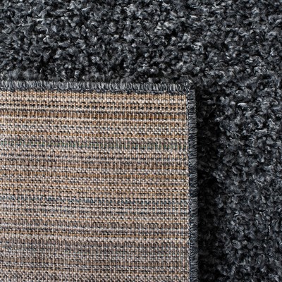 Venus Dark Grey Synthetic Shag Runner Rug - 2'2" x 8'