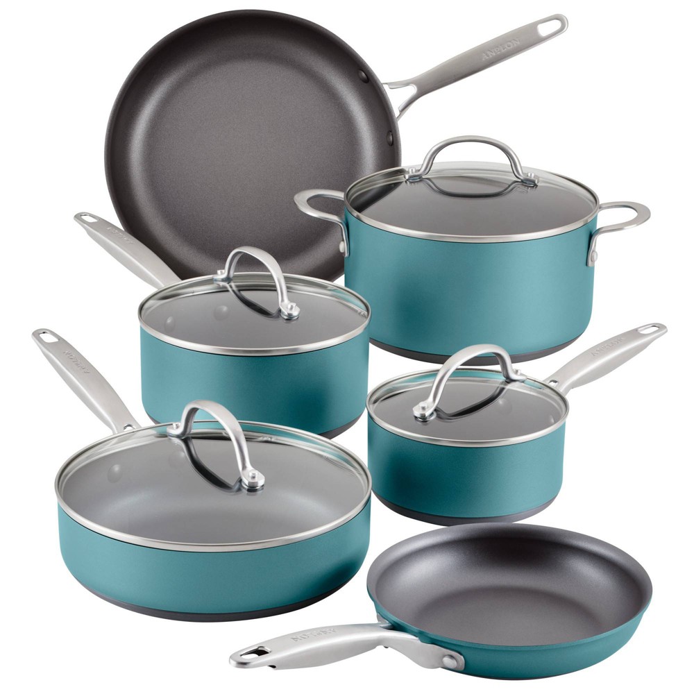 Photos - Stockpot Anolon Achieve 10pc Hard Anodized Nonstick Cookware Set Teal 