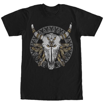 Men's Lost Gods Cow Skull With Feathers T-shirt : Target