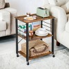 Kitchen Shelf on Wheels, Serving Cart with 3 Shelves, Kitchen Cart, Microwave Shelf, for Mini Oven, Toaster, with 6 Hooks - 2 of 3