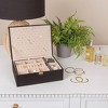 Household Essentials Fabric 2-Layer Jewelry Organizer Box with Clasp Closure Black: Rectangle Decorative Storage - 3 of 4