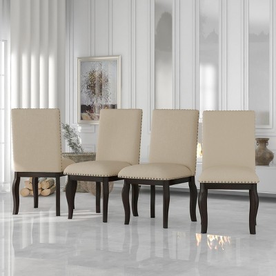 Modern Dining Chairs Set of 4 Upholstered Dining Chair with Wood Legs for Dining Room and Kitchen with Nailhead-Tanpinhause