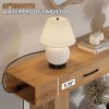 Okak Vintage Wood Veneer Console Table with 2 Storage Drawers & Charging Solution,Long Entryway Table for Foyer,Hallway,Living Room - 3 of 4