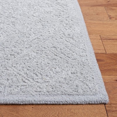Gray Handmade Tufted Wool and Silk Square Rug