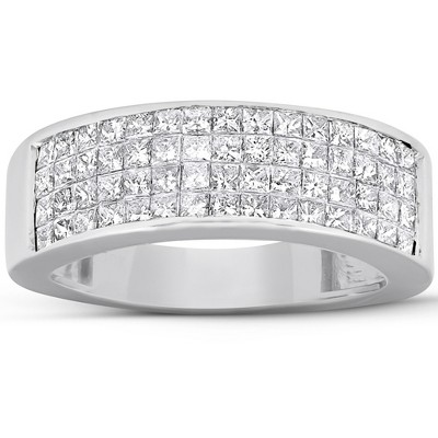 Pompeii3 2 Ct Diamond Princess Cut Mens Bling Wedding Anniversary Ring 10k White Gold