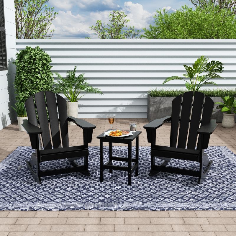 WestinTrends 3 Piece set Outdoor Patio Poly Adirondack rocking chairs with side table, 2 of 12