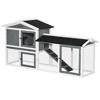 PawHut Wooden Rabbit Hutch, Outdoor Large Rabbit Cage with Run, Tray, Ramp, Asphalt Roof for 1-3 Rabbits, Guinea Pigs, White - 4 of 4