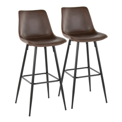 30" Industrial/Urban Fixed-Height Barstool with Zig-Zag Padded Seat and Square Footrest (Set of 2) for Bar or Entertainment Area