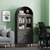 SUXXAN 1-Shelf And 2-Drawer File Cabinet with Lock,Modern Freestanding Arched Cabinets, Dispaly Cabinets, Assembly Required,Black - 3 of 4