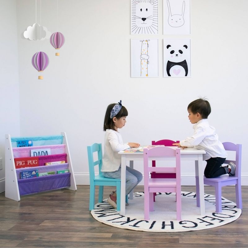 5pc Forever Kids&#39; Wood Table and 4 Chair Set White - Humble Crew, 6 of 8
